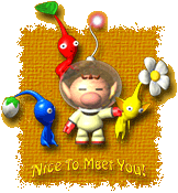 Olimar and some Pikmin from Pikmin saying Nice to meet you